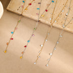 Y-Shaped Tassel Stainless Steel Necklace with Gold Plating
