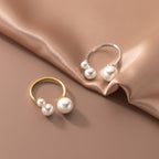 Silver Adjustable Ring with Pearl