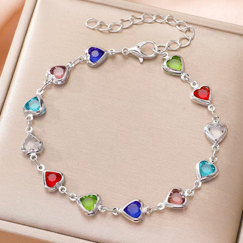 Colorful Heart Charm Beaded Bracelet
