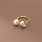 Silver Adjustable Ring with Pearl