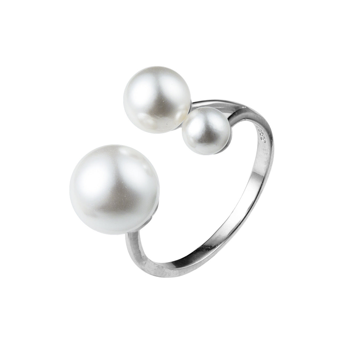 Silver Adjustable Ring with Pearl