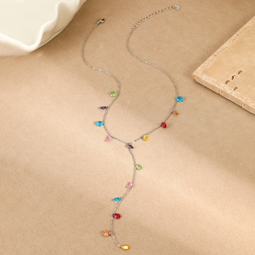 Y-Shaped Tassel Stainless Steel Necklace with Gold Plating