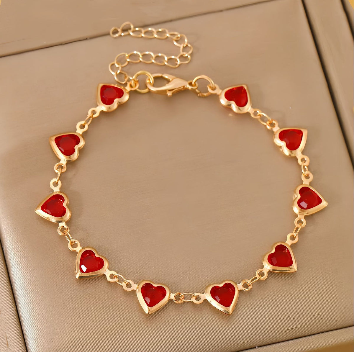 Colorful Heart Charm Beaded Bracelet