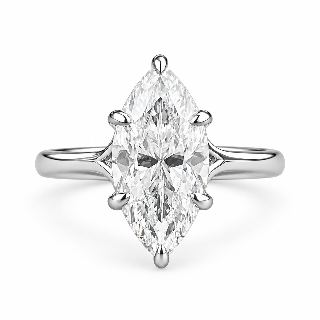Marquise Diamond Geometric Silver Ring