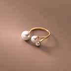 Silver Adjustable Ring with Pearl