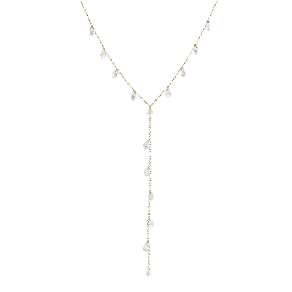 Y-Shaped Tassel Stainless Steel Necklace with Gold Plating