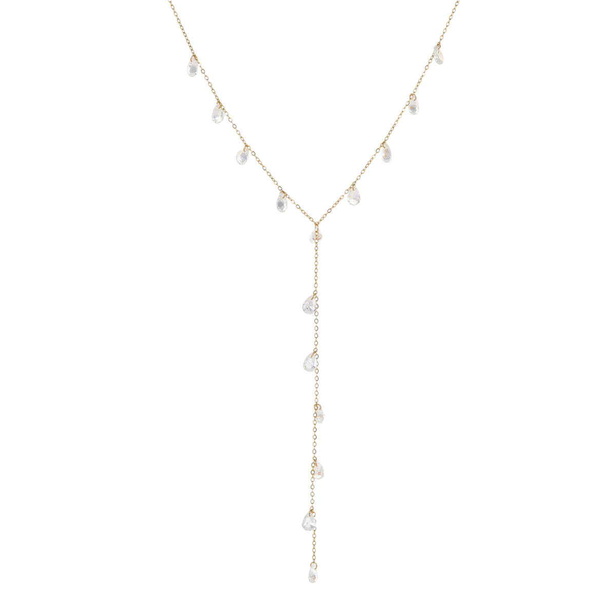 Y-Shaped Tassel Stainless Steel Necklace with Gold Plating
