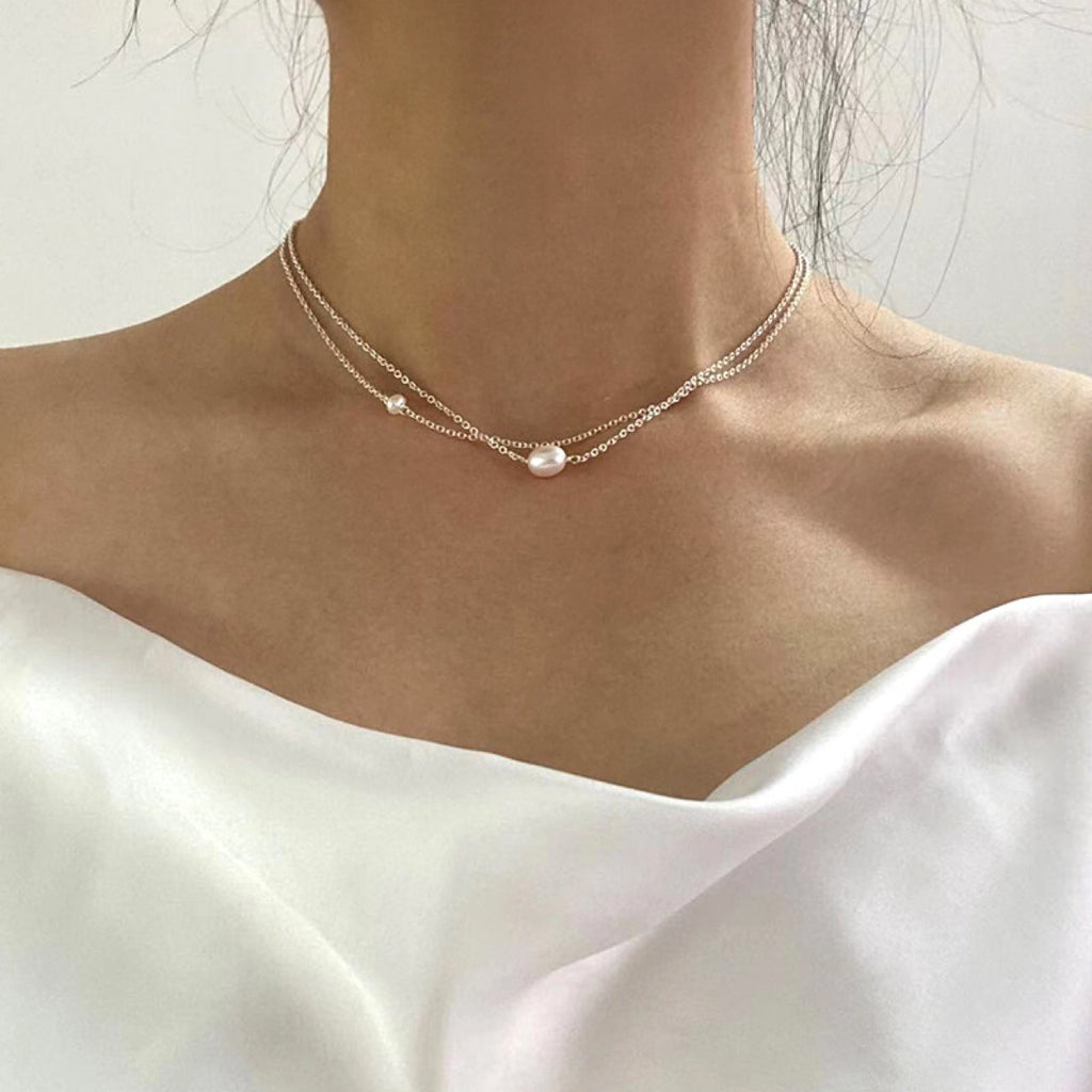 Stainless Steel Pearl Clavicle Chain Necklace