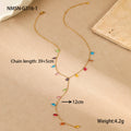 Y-Shaped Tassel Stainless Steel Necklace with Gold Plating