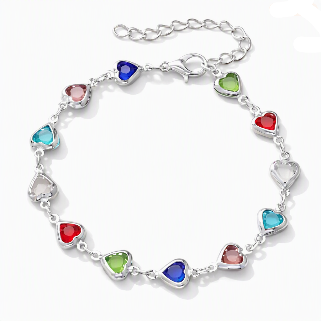 Colorful Heart Charm Beaded Bracelet